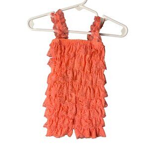 THBC Girls Infant baby 3 6 months Coral Pink Ruffle tiered romper short outfit 1
